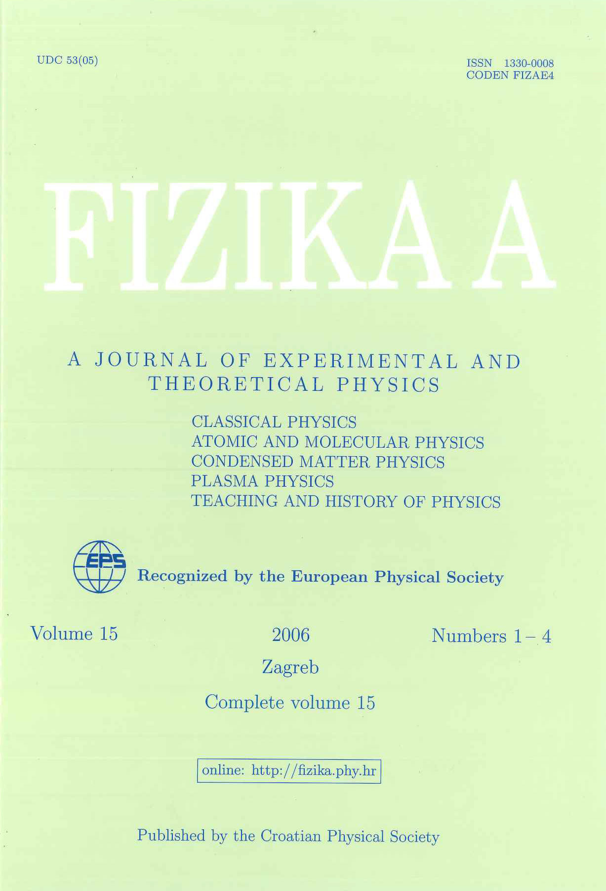 logo Fizika A : a journal of experimental and theoretical physics