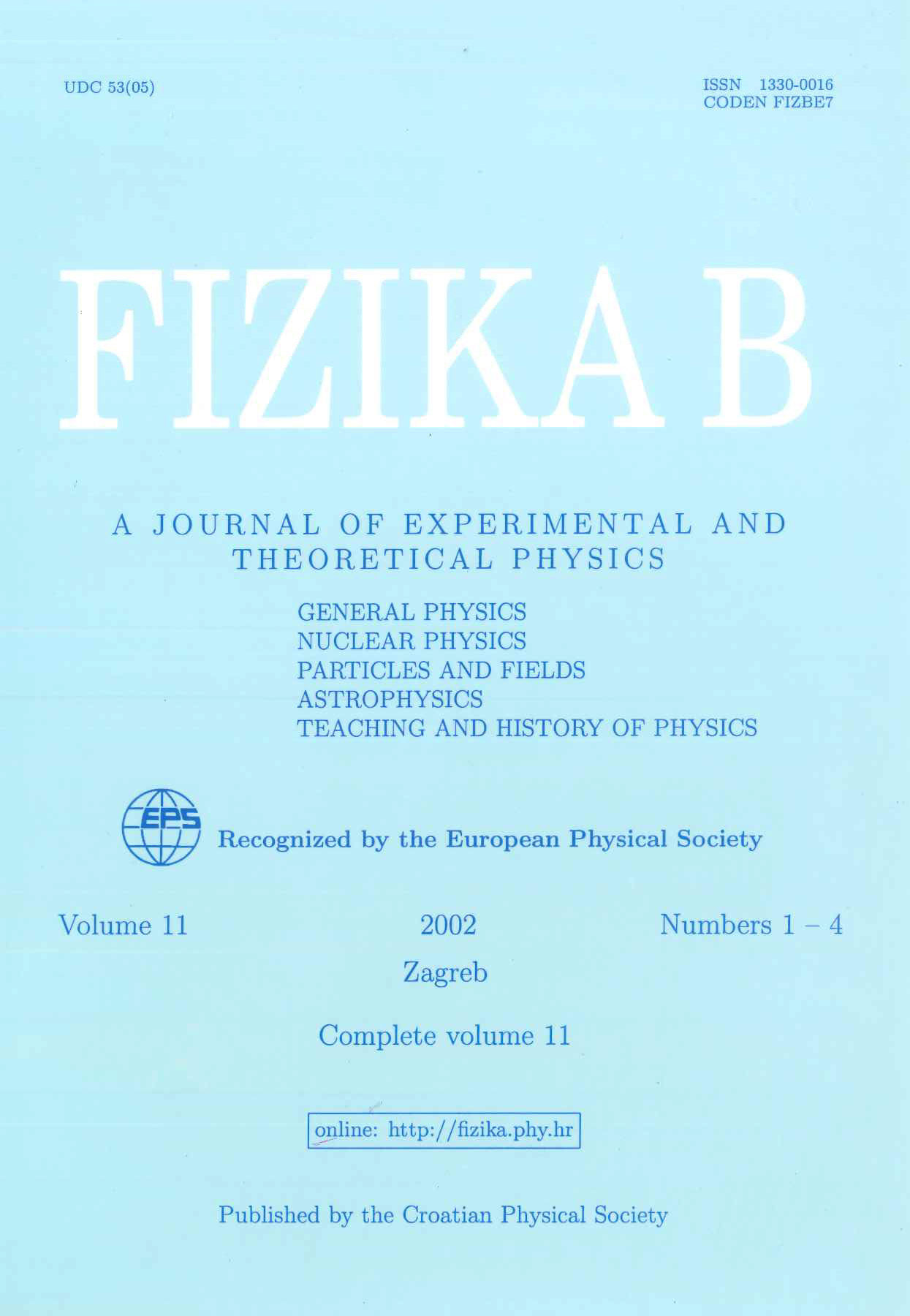 logo Fizika B : a journal of experimental and theoretical physics
