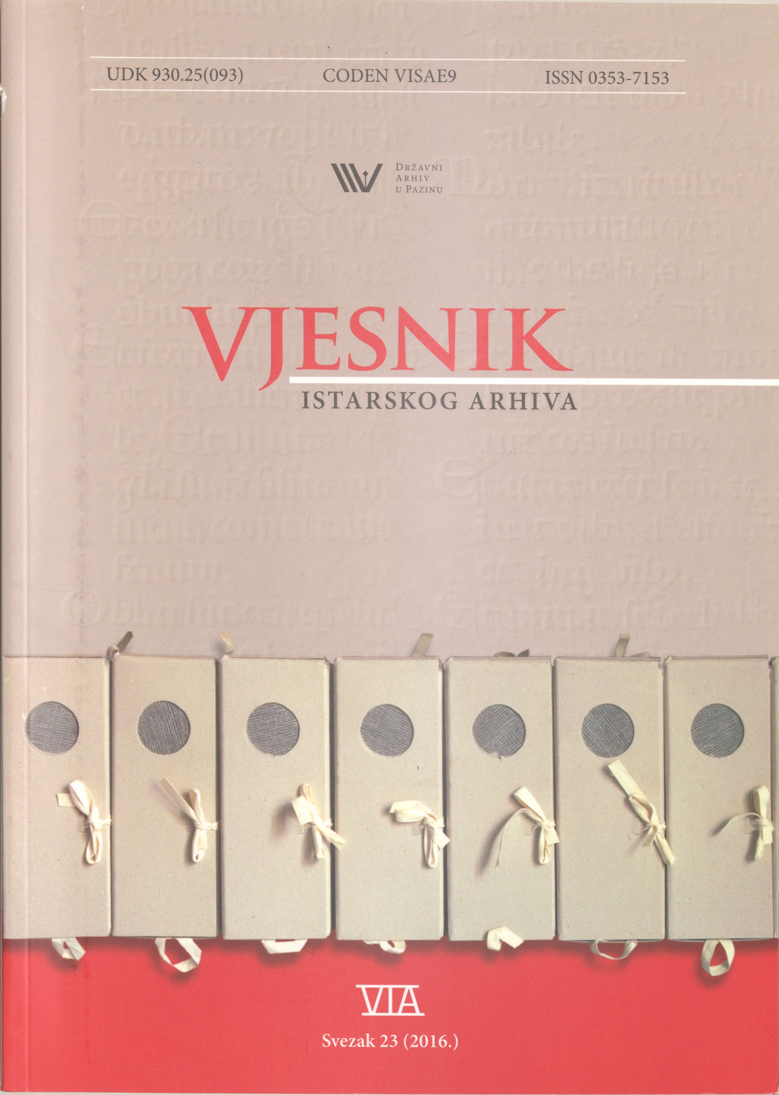 					Pogledaj Vjesnik istarskog arhiva sv. 23 (2016.)
				