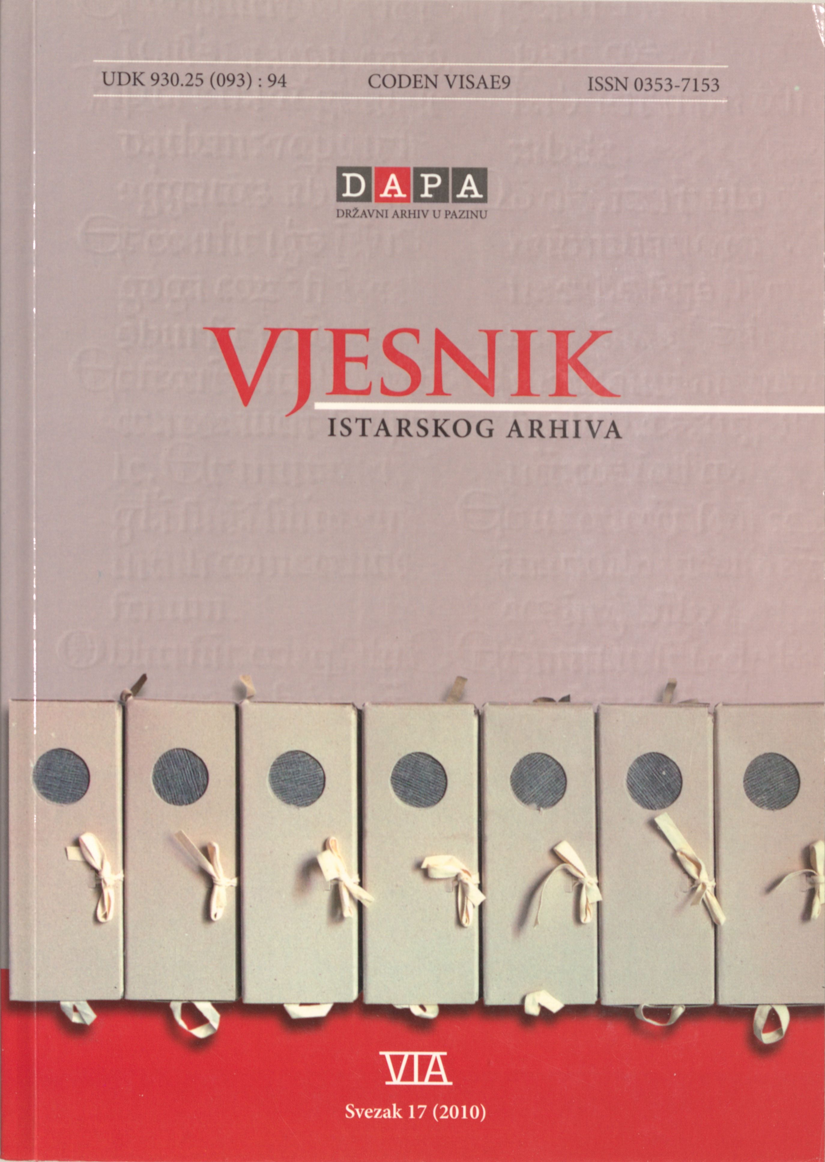 					Pogledaj Vjesnik istarskog arhiva sv. 17 (2010.)
				