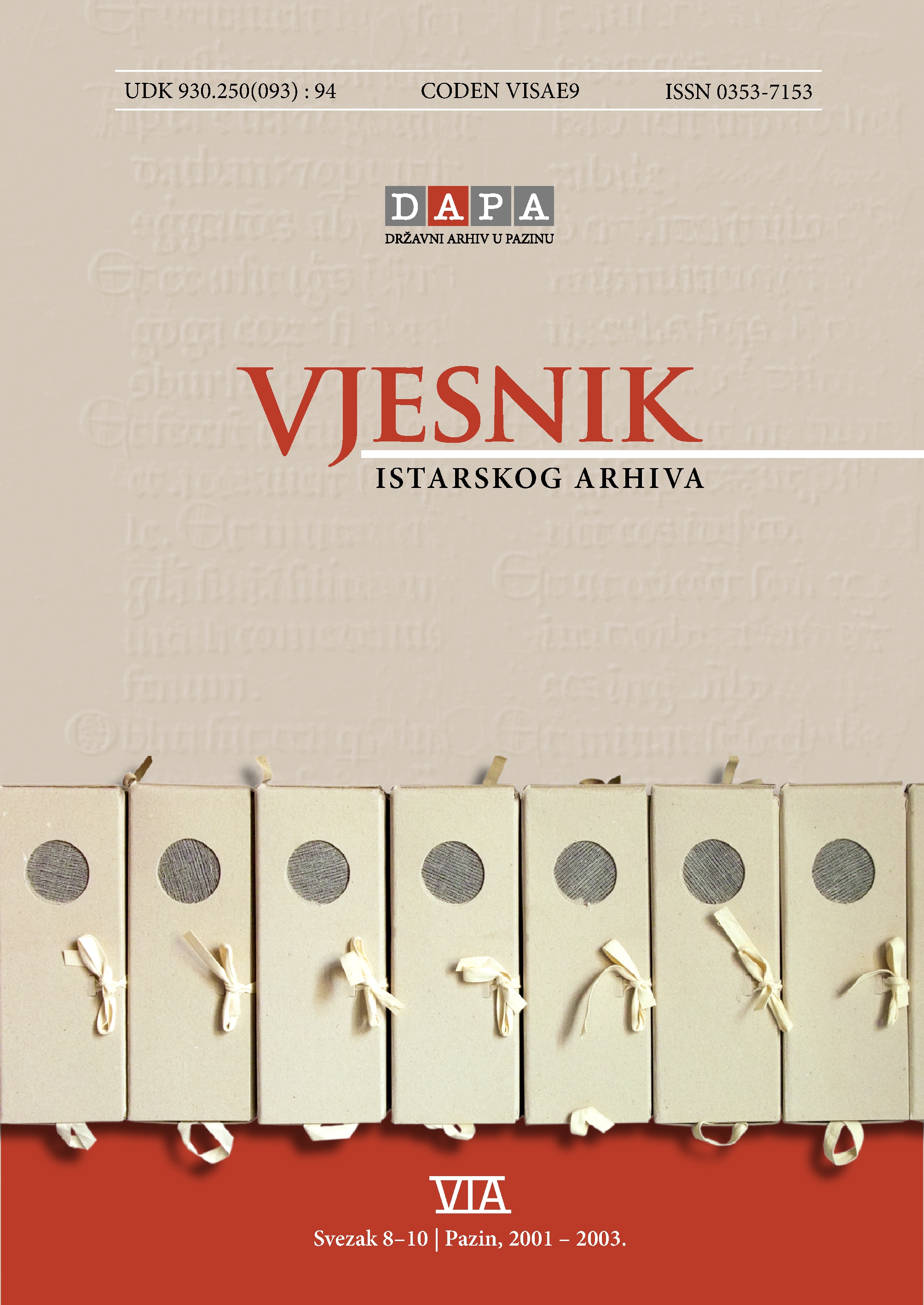 					Pogledaj Vjesnik istarskog arhiva sv. 8-10 (2001.-2003.)
				