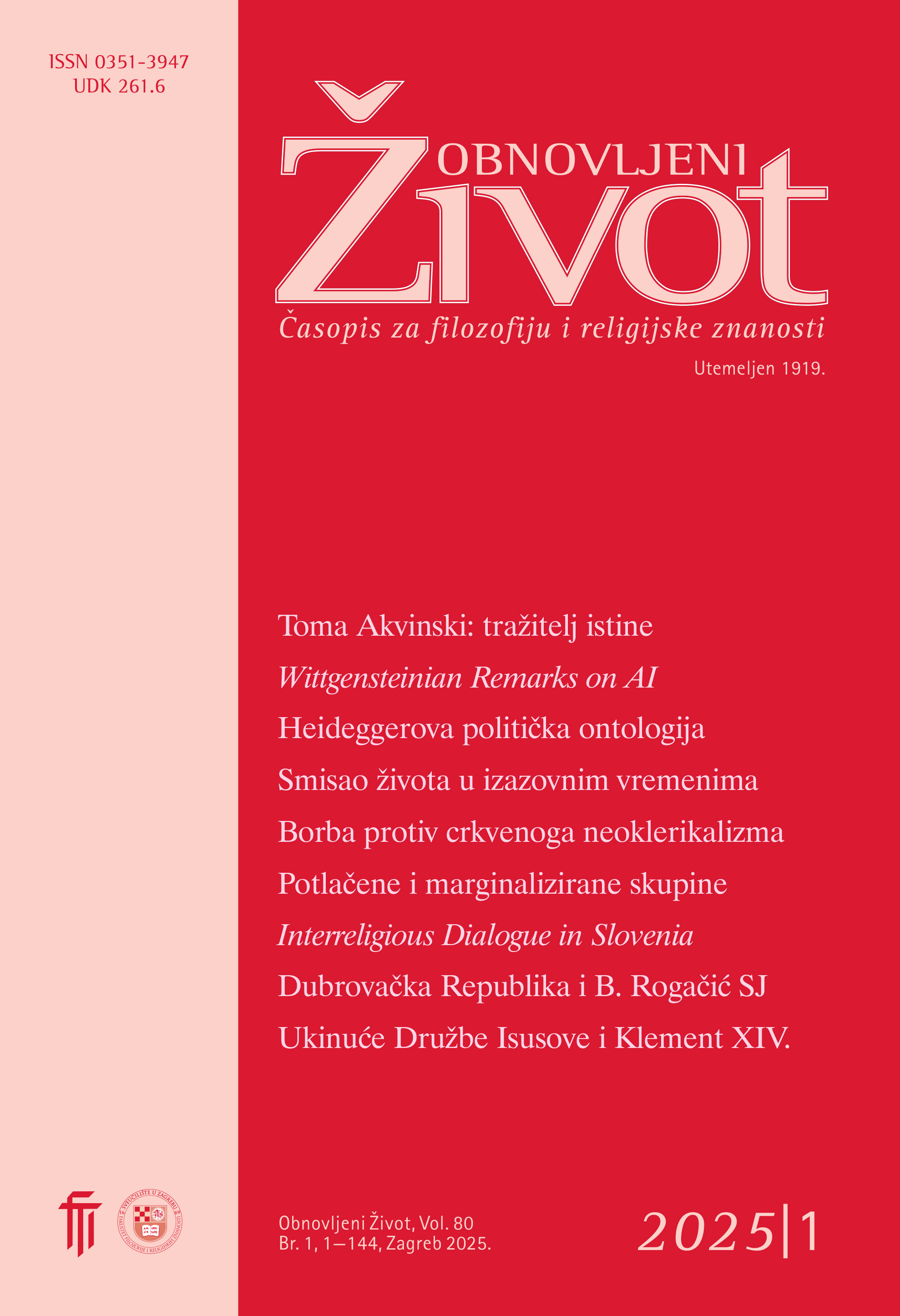 					View Vol. 80 No. 1 (2025): Obnovljeni Život, 2025, 80(1), 1-144
				