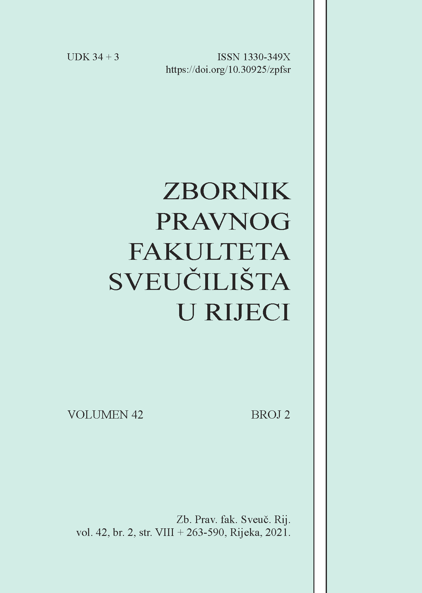 					View Vol. 42 No. 2 (2021): Collected papers of the Law Faculty of the University of Rijeka
				