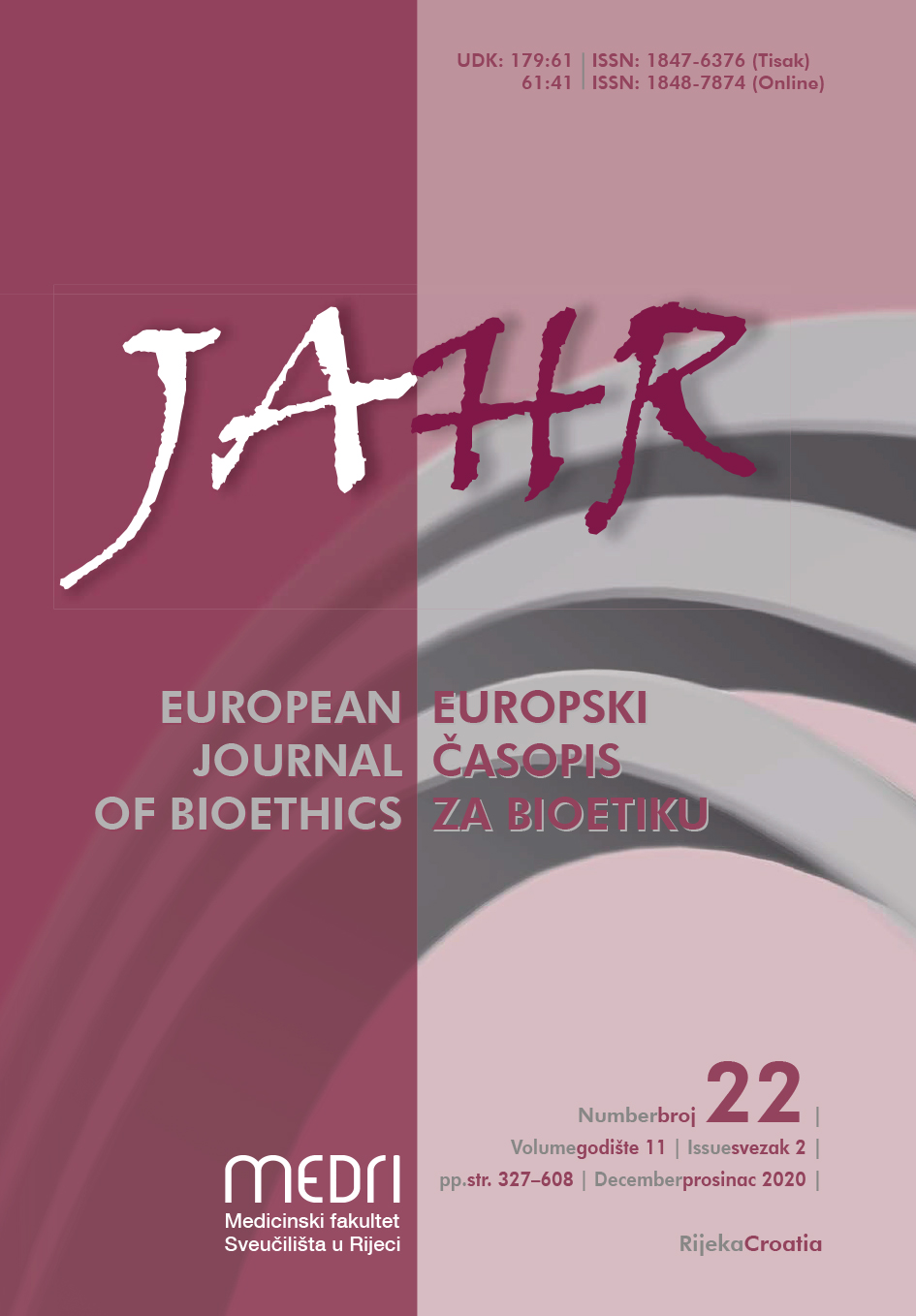 					View Vol. 11 No. 2 (2020): Jahr – European Journal of Bioethics 
				