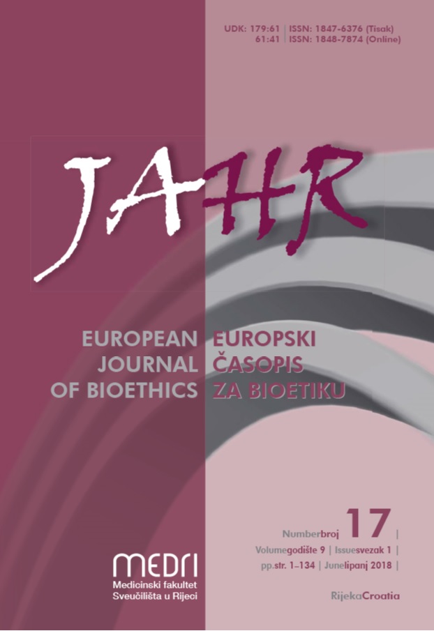 					View Vol. 9 No. 1 (2018): Jahr – European Journal of Bioethics
				