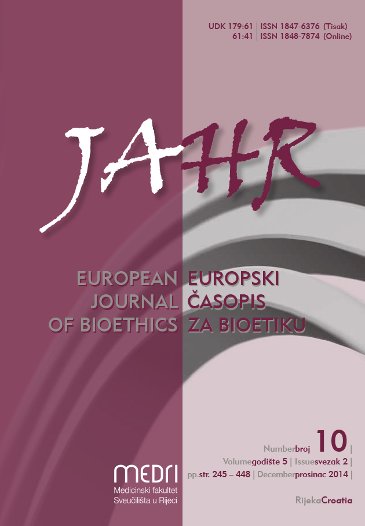 					View Vol. 5 No. 2 (2014): Jahr – European Journal of Bioethics
				