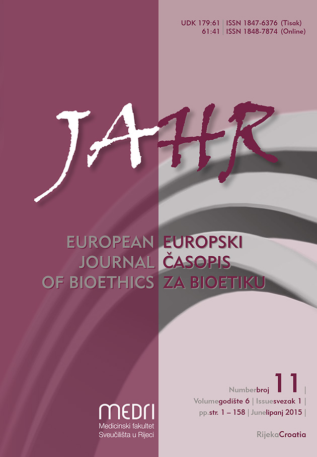 					View Vol. 6 No. 1 (2015): Jahr – European Journal of Bioethics
				