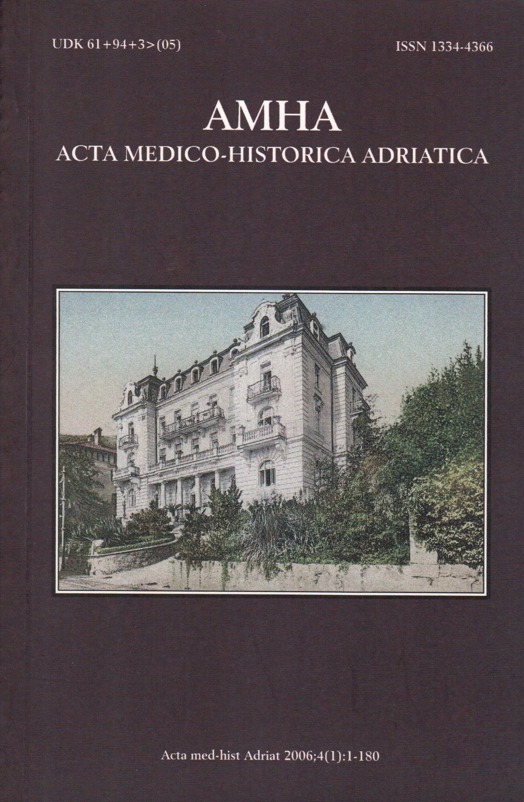 					View Vol. 4 No. 1 (2006): Vol 4 No 1 (2006): AMHA – Acta medico-historica Adriatica
				