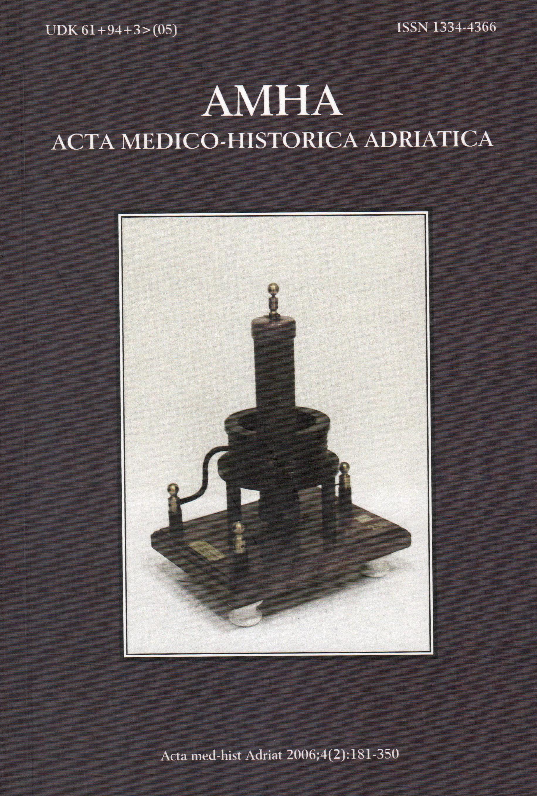 					View Vol. 4 No. 2 (2006): Vol 4 No 2 (2006): AMHA – Acta medico-historica Adriatica
				