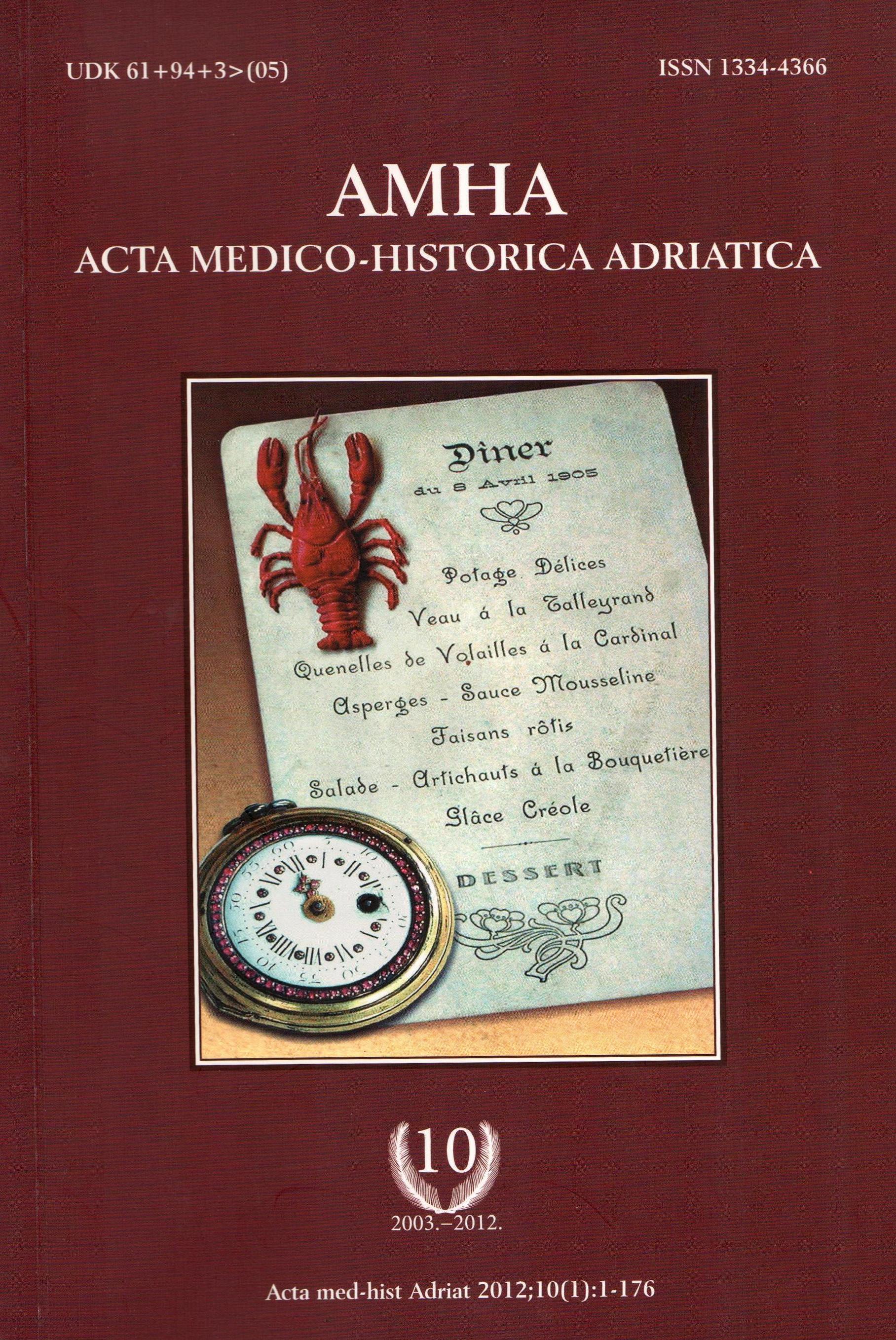 					View Vol. 10 No. 1 (2012):   Vol 10 No 1 (2012): AMHA – Acta medico-historica Adriatica
				